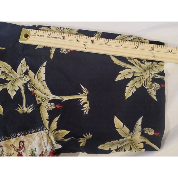 Pierre Cardin‎ Medium Button Up Hawaiian Shirt Collared Black Korea Hula Palm - Picture 12 of 16